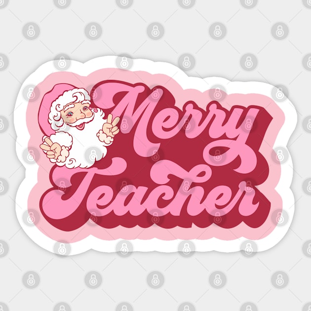 Merry Teacher Pink Christmas Sticker by JDVNart